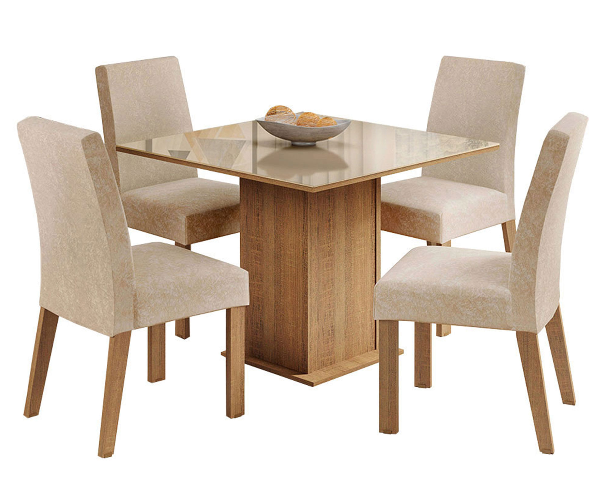 VekkaHome Comedor 4 sillas Linda Fiore 78x90x90 cm