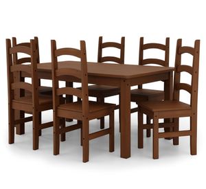 Comedor 6 sillas Italia café 75.5x90x160 cm