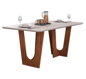 Juego de comedor 6 personas rectangular Nala blanco nieve