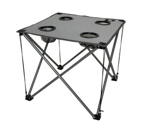 Mesa camping plegable con posavasos 42x48x48 cm