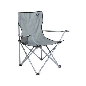 Silla camping plegable con apoyabrazos gris