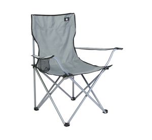 Silla camping plegable con apoyabrazos gris