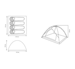 Carpa Calafate rojo 130x210x210 cm 4 personas