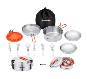 Set accesorios cocina camping inox 2 personas
