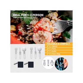 Set accesorios cocina camping inox 2 personas