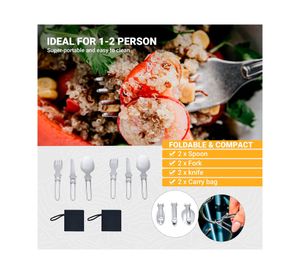 Set accesorios cocina camping inox 2 personas