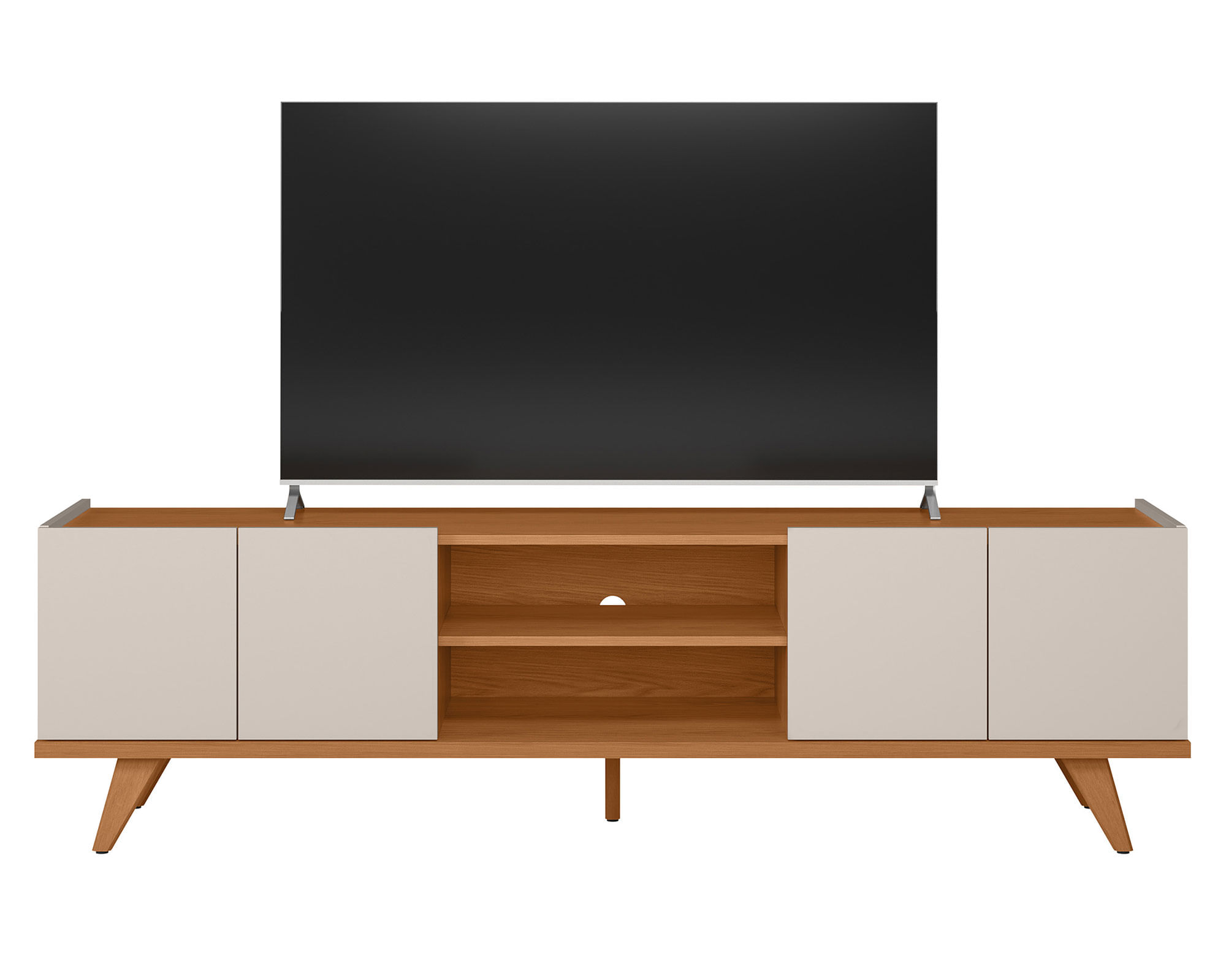 Altavisión Rack TV 75" Brazos off white mate/freijo