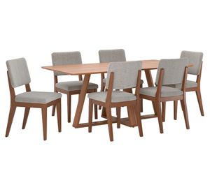 Juego de comedor rectangular Avena + 6 sillas Ella L02 café/gris