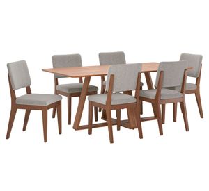 Juego de comedor rectangular Avena + 6 sillas Ella A80 alpha
