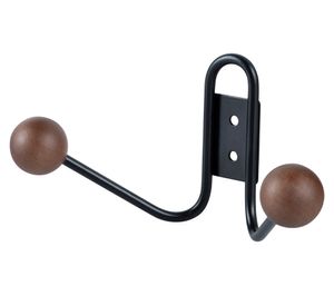 Percha doble madera/negro