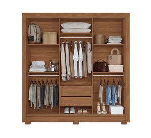 Clóset 3 puertas 2 cajones Maringa grafito 214x204x49 cm