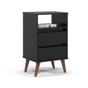 Velador Roma negro 2 cajones
