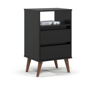 Velador Roma negro 2 cajones