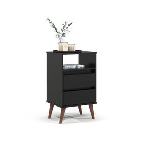 Velador Roma negro 2 cajones