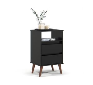 Velador Roma negro 2 cajones