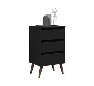 Velador Wood negro 3 cajones