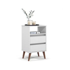 Velador Roma blanco 2 cajones