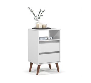 Velador Roma blanco 2 cajones