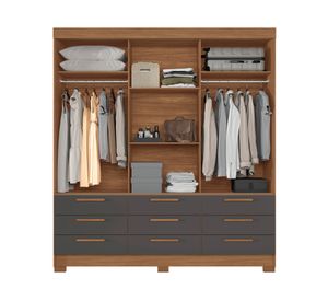 Clóset 3 puertas 9 cajones Morretes grafito 214x194.4x46 cm