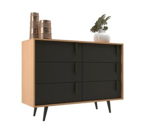 Cómoda Tulipa nogal grafito 6 cajones