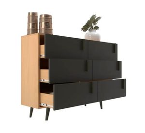 Cómoda Tulipa nogal grafito 6 cajones