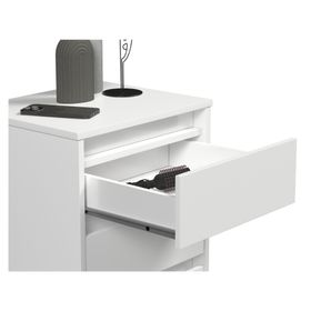 Velador Wood blanco 3 cajones