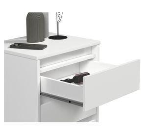 Velador Wood blanco 3 cajones