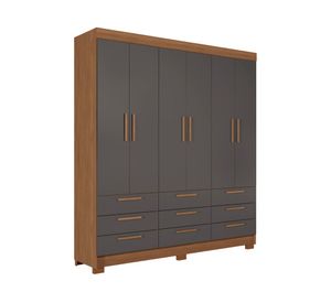 Clóset 6 puertas 9 cajones Colombo grafito 214x194.4x46 cm