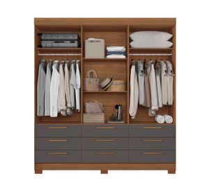 Clóset 6 puertas 9 cajones Colombo grafito 214x194.4x46 cm