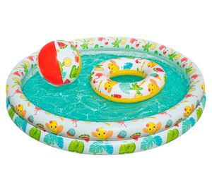 Piscina 122 cm + flotador anillo + pelota inflable 137 L Animales