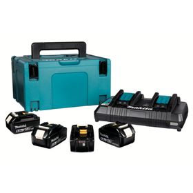 Batería Makpac 6 Ah 18 V 4 un. + cargador doble