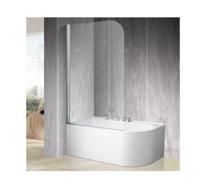 Mampara fija tina/ducha curva transparente 140x90x0.5 cm