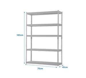 Estante 5 repisas gris 183x70x45 cm