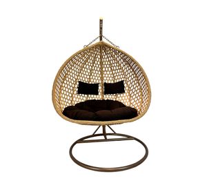 Silla colgante exterior Hawái XL caramelo + cojín café