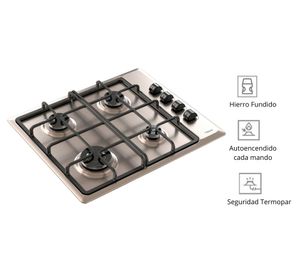 Kit empotrable encimera HLX640 4 quemadores + campana PLR 6320 MCS IX