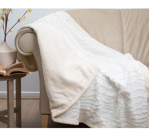 Manta plush sherpa Deluxe blanco 1 un.