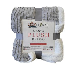 Manta plush sherpa Deluxe gris 1 un.