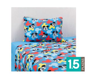Juego sábanas 1.5 plazas microfibra Mickey Vintage diseño