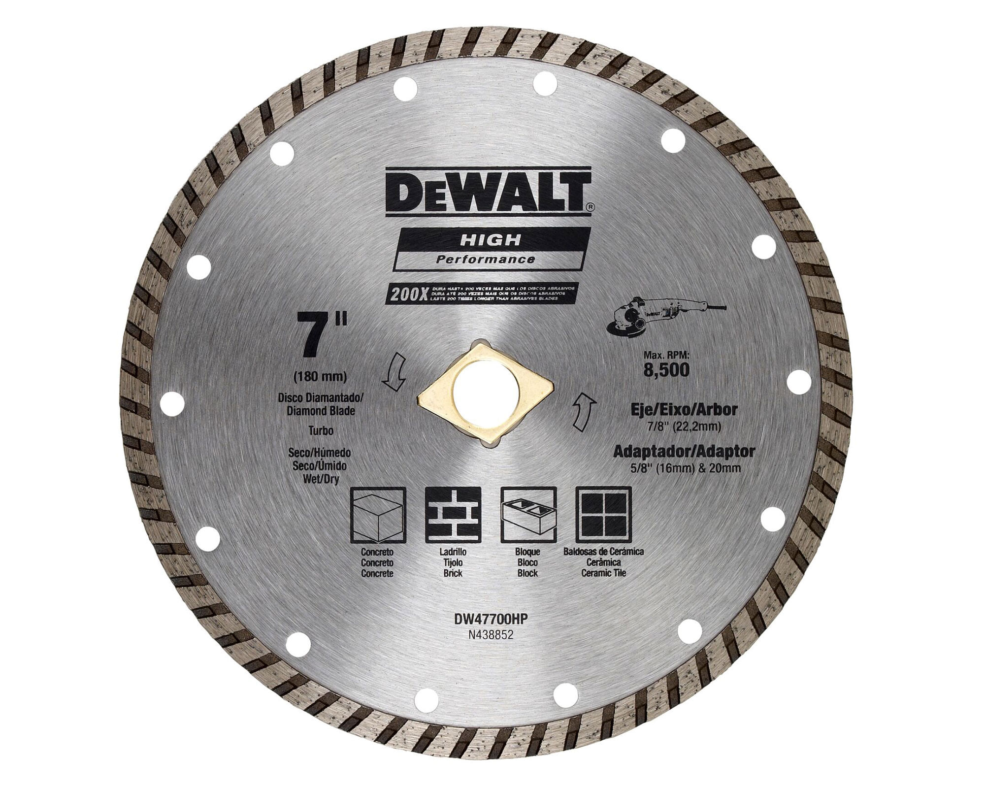 Disco diamantado ranurado 7'' continuo DW47700HP
