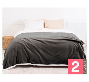 Frazada Polar Sherpa lisa gris 2 plazas 1 un.