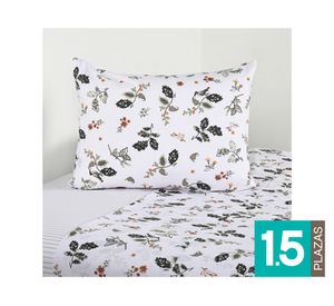 Juego de sábanas 1.5 plazas 200 Hilos Bird blanco