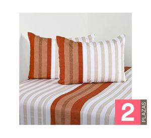 Juego de sábanas 2 plazas 200 Hilos Vichy naranjo