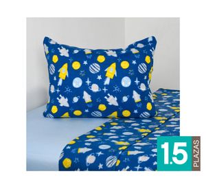 Juego de sábanas 1.5 plazas polar Planetas azul