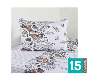 Juego sábanas 1.5 plazas 200 hilos Foliage diseño