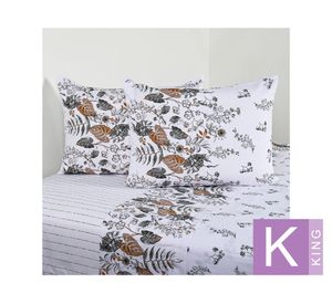 Juego sábanas king 200 hilos Foliage diseño