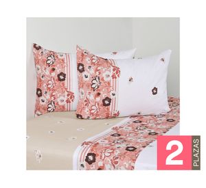 Juego de sábanas 2 plazas 144 Hilos Marga rosado