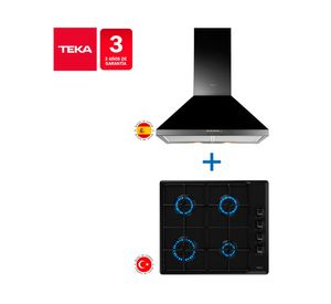 Kit empotrable encimera HLX 640 Black 4 quemadores + campana DBB 60