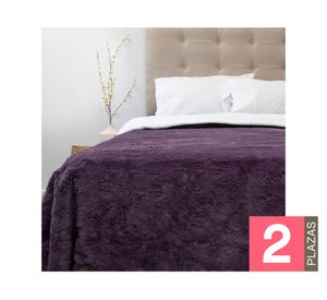 Frazada fluffly sherpa Deluxe morado 2 plazas 1 un.