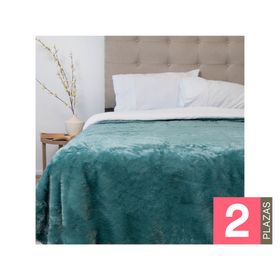 Frazada fluffly sherpa Deluxe verde agua 2 plazas 1 un.