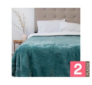 Frazada fluffly sherpa Deluxe verde agua 2 plazas 1 un.